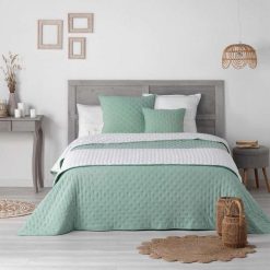 Promo ???? Paris Prix Dessus De Lit MatelassĂ© Mellow 80x180cm Menthe & Blanc â€ïž