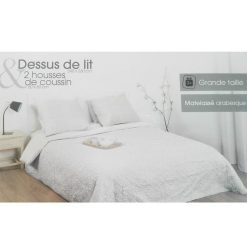 Tout neuf ???? ATMOSPHERA Dessus De Lit 240x260 + 2 Taies Arabesque Ivoire. ????