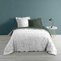 Meilleur prix ???? Paris Prix Parure De Lit 3 Pièces Arty Line 240x220cm Kaki & Blanc ????