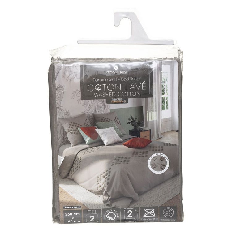 ATMOSPHERA Parure de lit en coton lavé Tuft - 260 x 240 cm - Gris Les meilleures critiques de ???? ATMOSPHERA Parure De Lit En Coton Lavé Tuft - 260 X 240 Cm - Gris ???? -LOLLYBEL Magasin unnamed file 458
