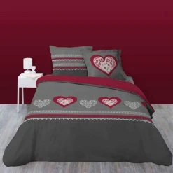 Nouveau 🤩 Paris Prix Parure De Lit 3 Pièces Snow Love 240x220cm Gris ⌛