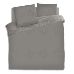 De gros ???? ATMOSPHERA Parure De Lit En Coton Lavé Tuft - 240 X 220 Cm - Gris ????
