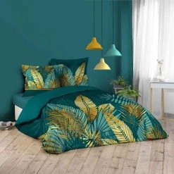 Budget 😍 Paris Prix Parure De Lit 3 Pièces Ornella 240x220cm Émeraude 🛒
