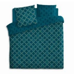 Budget 😉 Parure De Lit 3 Pièces Art Feuille 240x220cm Bleu 😀