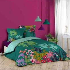 De gros 🛒 Paris Prix Parure De Lit 3 Pièces Kalya 240x220cm Vert ⌛