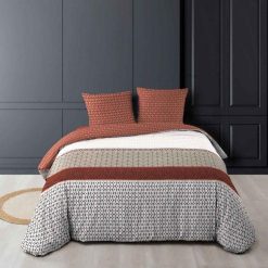 Meilleur prix ???? Paris Prix Parure De Lit 3 Pièces Sirocco 240x220cm Terracotta ????