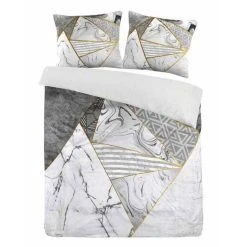 Grosses soldes 🛒 Paris Prix Parure De Lit 3 Pièces Bavaria 240x220cm Gris & Or 😍