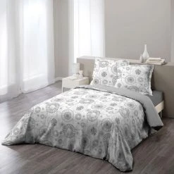 Budget ⭐ Paris Prix Parure De Lit 3 Pièces Mandala 240x220cm Gris ✨