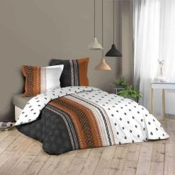 Sortie ❤️ Paris Prix Parure De Lit 3 Pièces Emeline 240x220cm Terracotta 😀