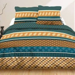 Offres ⌛ Kaliss Parure 4 Pièces Plume Dorée 2 Personnes 100% Coton 57 Fils 🧨