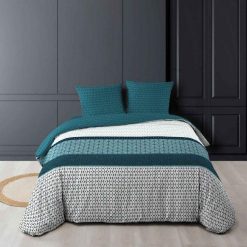 Bon marché ???? Paris Prix Parure De Lit 3 Pièces Sirocco 260x240cm Pétrole ❤️