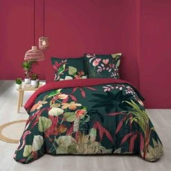 Budget 🧨 Paris Prix Parure De Lit 3 Pièces Fauvette 240x220cm Vert 🤩