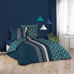 Meilleure vente 🌟 Paris Prix Parure De Lit 3 Pièces Madison 240x220cm Bleu 🥰