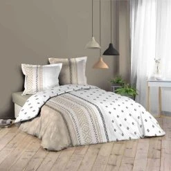 Coupon 😍 Paris Prix Parure De Lit 3 Pièces Emeline 240x220cm Naturel 👏