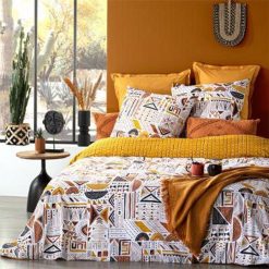 Bon marché ???? Parure De Lit 3 Pièces Inaya 240x220cm Ocre ⭐
