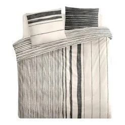 Promo 👏 Parure De Lit 3 Pièces Cybele 240x220cm Lin & Noir ⭐