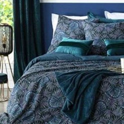 Coupon 🔔 Parure De Lit 3 Pièces Éventail 260x240cm Bleu 👏