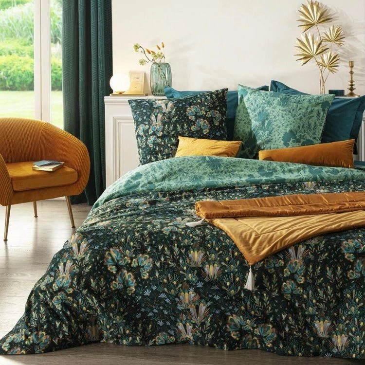 Acheter ⭐ Parure De Lit Imprimée Feuillage 260x240cm Vert 😍 1 Acheter ⭐ Parure De Lit Imprimée Feuillage 260x240cm Vert 😍