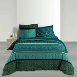 Sortie 💯 Paris Prix Parure De Lit 3 Pièces Leandro 240x220cm Vert 🎁