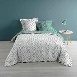 Vente flash ⭐ Paris Prix Parure De Lit 3 Pièces Tahina 240x220cm Bleu 🔔