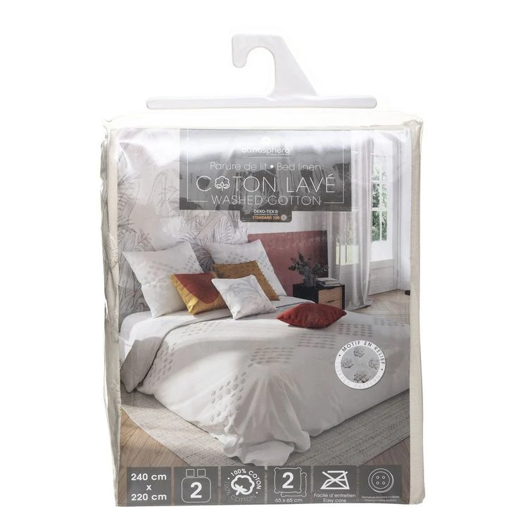 Coupon ✨ ATMOSPHERA Parure De Lit En Coton Lavé Tuft - 240 X 220 Cm - Ivoire 👍 3 Coupon ✨ ATMOSPHERA Parure De Lit En Coton Lavé Tuft - 240 X 220 Cm - Ivoire 👍 – Image 3
