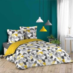 Meilleur prix ???? Paris Prix Parure De Lit 3 Pièces Rythmo 260x240cm Jaune ????