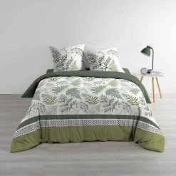 Nouveau 🤩 Paris Prix Parure De Lit 3 Pièces Verveine 240x220cm Vert ❤️