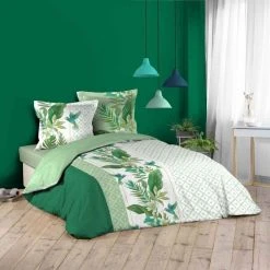 Offres 👍 Paris Prix Parure De Lit 3 Pièces Boréale 240x220cm Vert 🔥