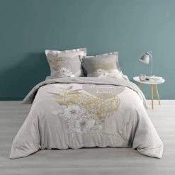 Meilleure vente 🛒 Paris Prix Parure De Lit 3 Pièces Loveliness 260x240cm Naturel ✔️