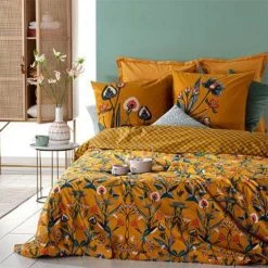 Nouveau 🤩 Parure De Lit 3 Pièces Leona 260x240cm Ocre 👍