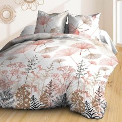 Remise ???? Kaliss Parure 4 Pièces Etamine Rose 2 Personnes 100% Coton 57 Fils ????