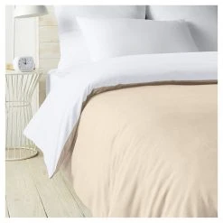 Meilleur prix 👏 ACTUEL Housse De Couette Bicolore En Coton 57 Fils - Collection Permanente 🔥